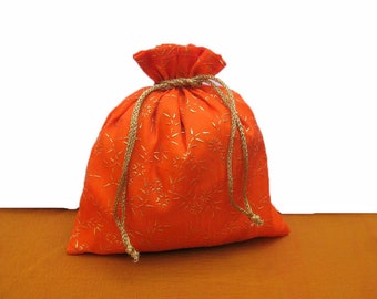 6 pcs.Draw string bags/ return gift bags/Gift bags/ orange bags/ party bags/ multi purpose bags.