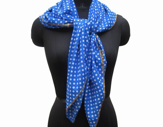 Blue Scarf Polka Dots Scarf Cotton Scarf Square Scarf Blue Scarf Gift Scarf Gift Ideas. Etsy Ireland