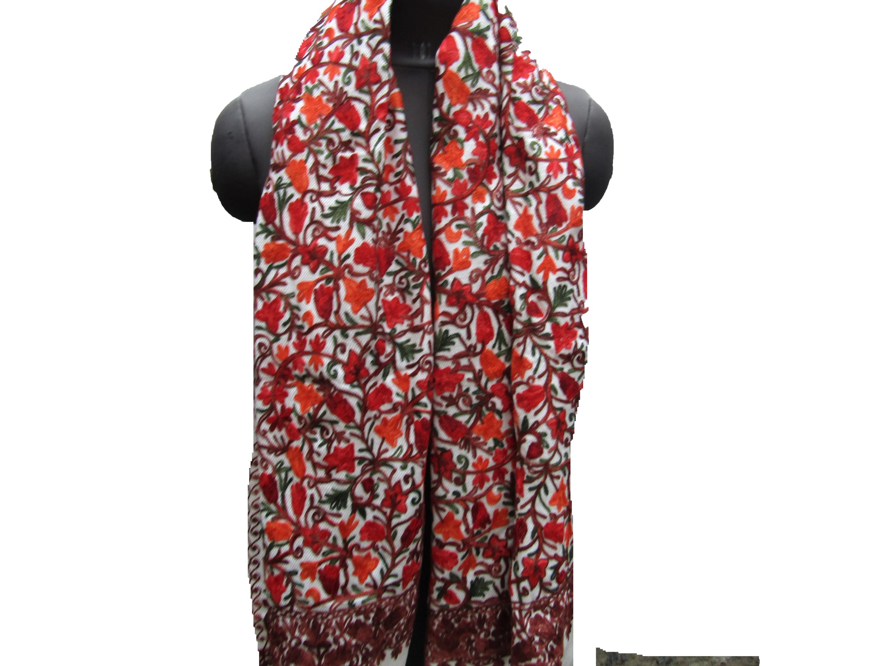 Multicolored Stole/ White Stole/ Embroidered Stole/ Fashion