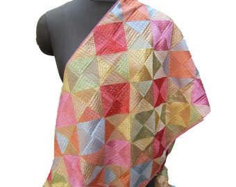 Phulkari scarf/phulkari stole/ chiffon scarf/ scarf/  multicolored scarf/ / embroidered scarf/ gift scarf / gift ideas.