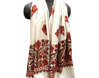Multicolored shawl/ white shawl / embroidered shawl/ fashion scarf/ gift scarf/ woolen scarf/ wrap / for her.