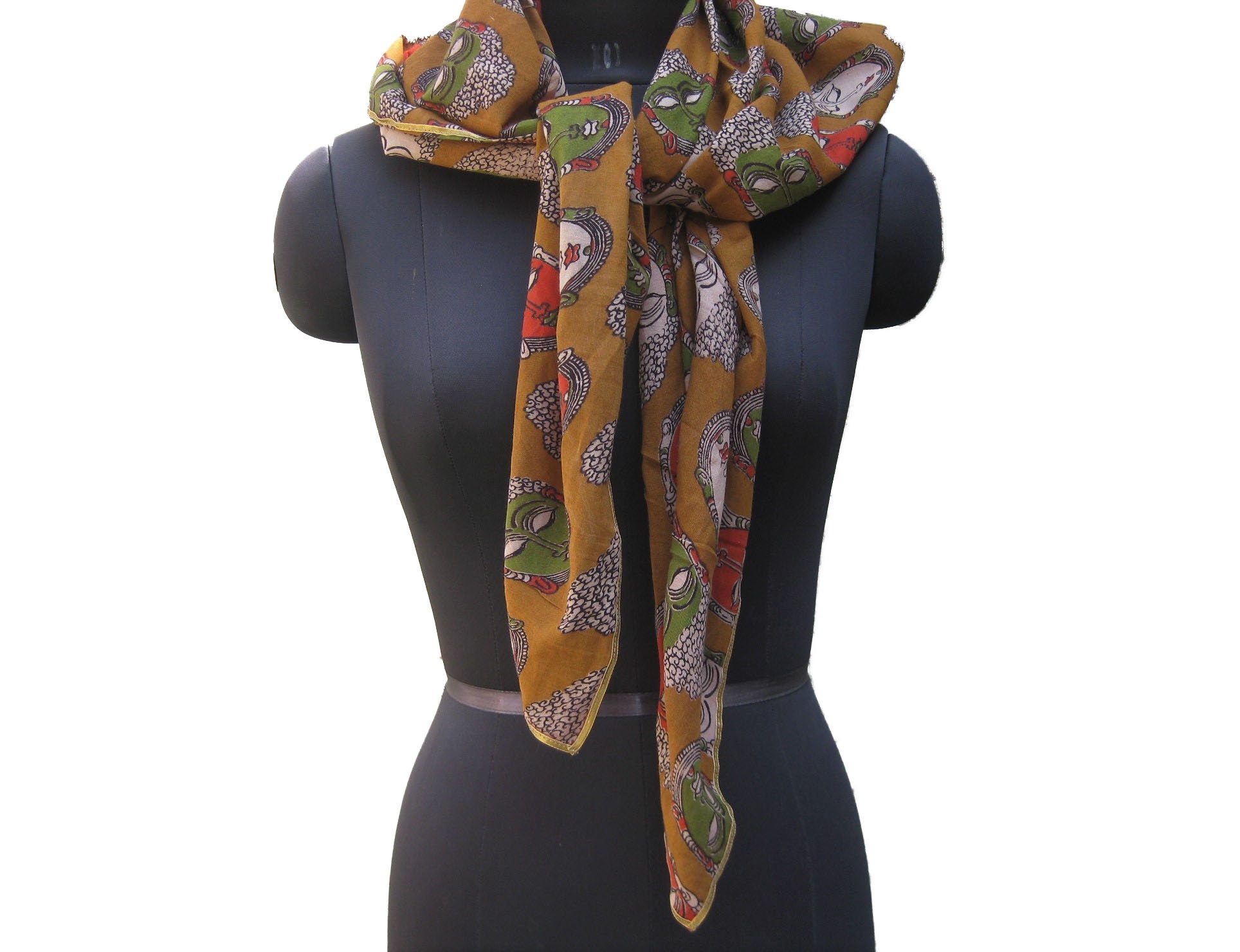 Prayer scarf/ Gautam Buddha scarf/ cotton scarf/ brown scarf/ Etsy