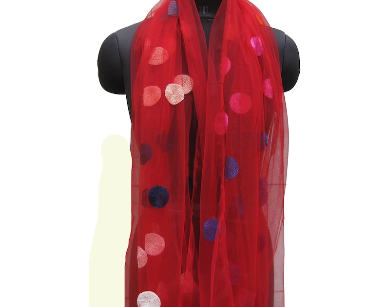 Red Scarf/ Net Scarf/ Trendy Scarf/ Fashion Scarf/ Dupatta/ Etsy