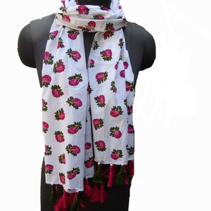 Floral print scarf/  cotton scarf/ tassel scarf/ fashion scarf/ gift  scarf / multicolored scarf/ /  gift ideas.