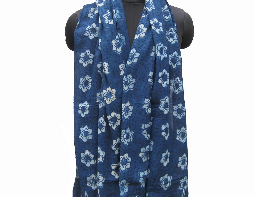 Indigo Dyed Scarf/ Blue Scarf/ Fashion Scarf / Cotton Scarf/ Hand Loom