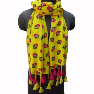 Floral print scarf/  cotton scarf/ tassel scarf/ fashion scarf/ gift  scarf / multicolored scarf/ /  gift ideas.