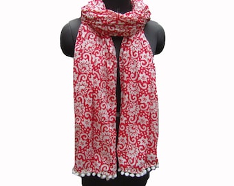 Mehrfarbiger Schal/ Baumwollschal/ Handloom-Schal/ Blumenschal/ Block Print-Schal/ Dupatta/ Geschenkschal