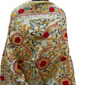 Phulkari scarf/ phulkari dupatta/ floral scarf/ chanderi scarf/ wrap/  multicolored scarf/  embroidered stole/ gift scarf / gift ideas.