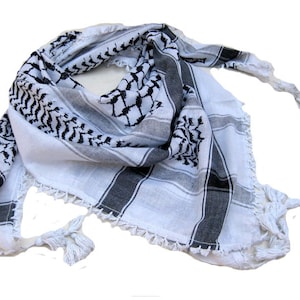 Men scarf/ check scarf/ white and black scarf / cotton scarf/ square scarf/  large scarf/ tassel scarf/ scarf/ gift ideas.