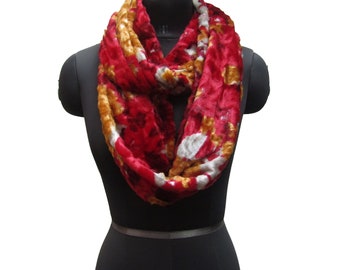 Bufanda infinita de terciopelo floral, bufanda con lazo repujado, unisex.