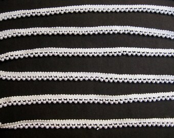 10 meters.White beaded lace, trim, border.(395 inches approx.)