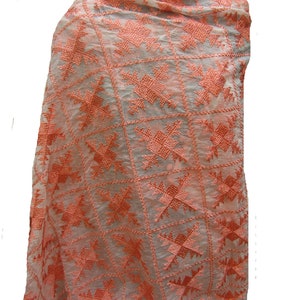 Phulkari scarf /phulkari dupatta/ kota doriya scarf/ scarf/  peach scarf/ dupatta/ embroidered scarf/ gift scarf / gift ideas.