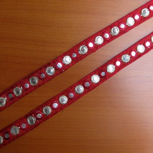 Metallic Velvet Ribbon with Woven Edge - Ruby Red - 3/8 inch - 1