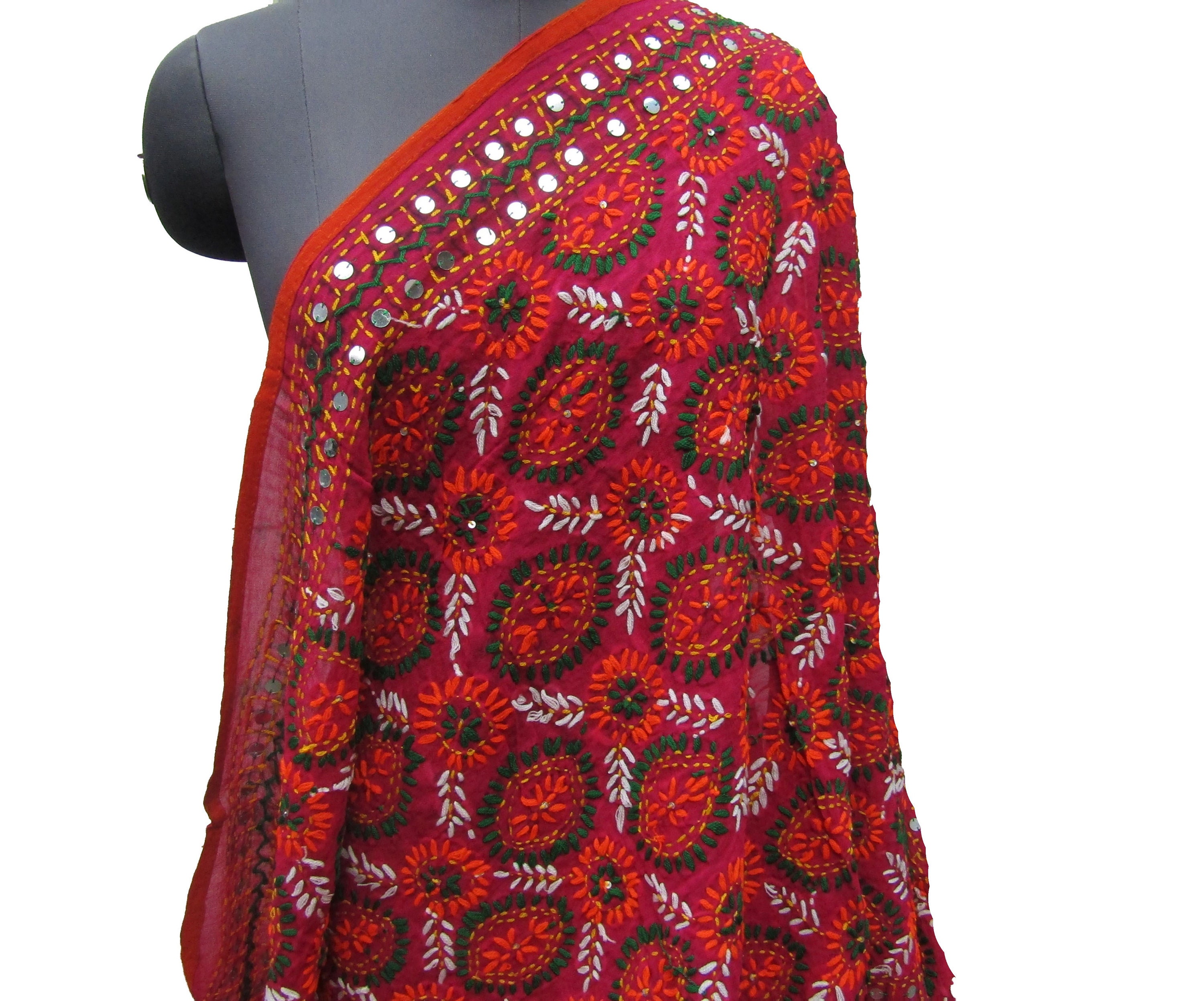 gift ideas. Phulkari scarf/ phulkari dupatta/ georgette scarf/ scarf/ multi colored scarf/ embroidered dupatta/ gift scarf