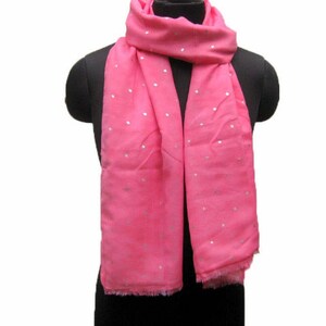 Pink scarf/ star printed scarf/ fashion  scarf / double sided scarf/ / gift scarf/ gift ideas.