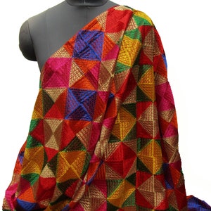 Szalik Phulkari/Phulkari dupatta/szalik szyfonowy/szalik/wielokolorowy szalik/dupatta/szalik haftowany/szalik na prezent/pomysły na prezent.
