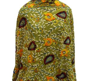 Hand bestickt Phulkari Dupatta, Georgette Schal - Floral Paisley
