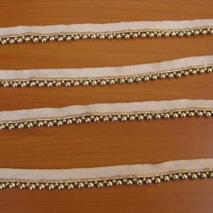 9 meters.Golden beaded lace, bridal embellishment, trim, border.(355 inches approx.) image 5