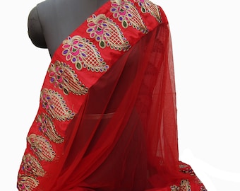 Bridal scarf/ lehnga dupatta/ net scarf/ dupatta/ trendy scarf/ fashion scarf/ orange scarf/ gift scarf / gift ideas.