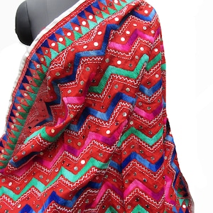 Phulkari scarf/phulkari dupatta/ chanderi scarf/ wrap/ multi colored scarf/  embroidered stole/ gift scarf / gift ideas.