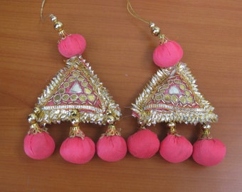 Tassels/ pom pom tassels/ banjara tassels/  decorative tassels/ triangular tassels/ bridal tassels/ pink tassels.2 pcs.