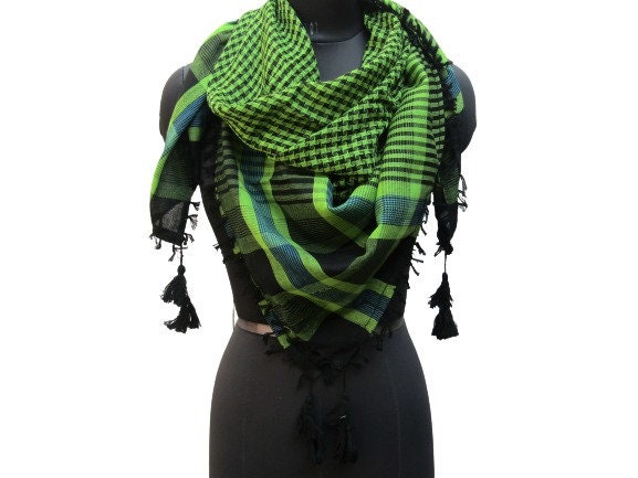 green and black checkered scarf