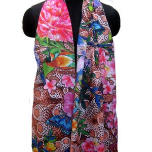 Multicolored scarf/Pareo/ bird print scarf/ floral scarf/  large scarf/  butterfly  scarf/ scarf/ gift scarf / gift ideas.