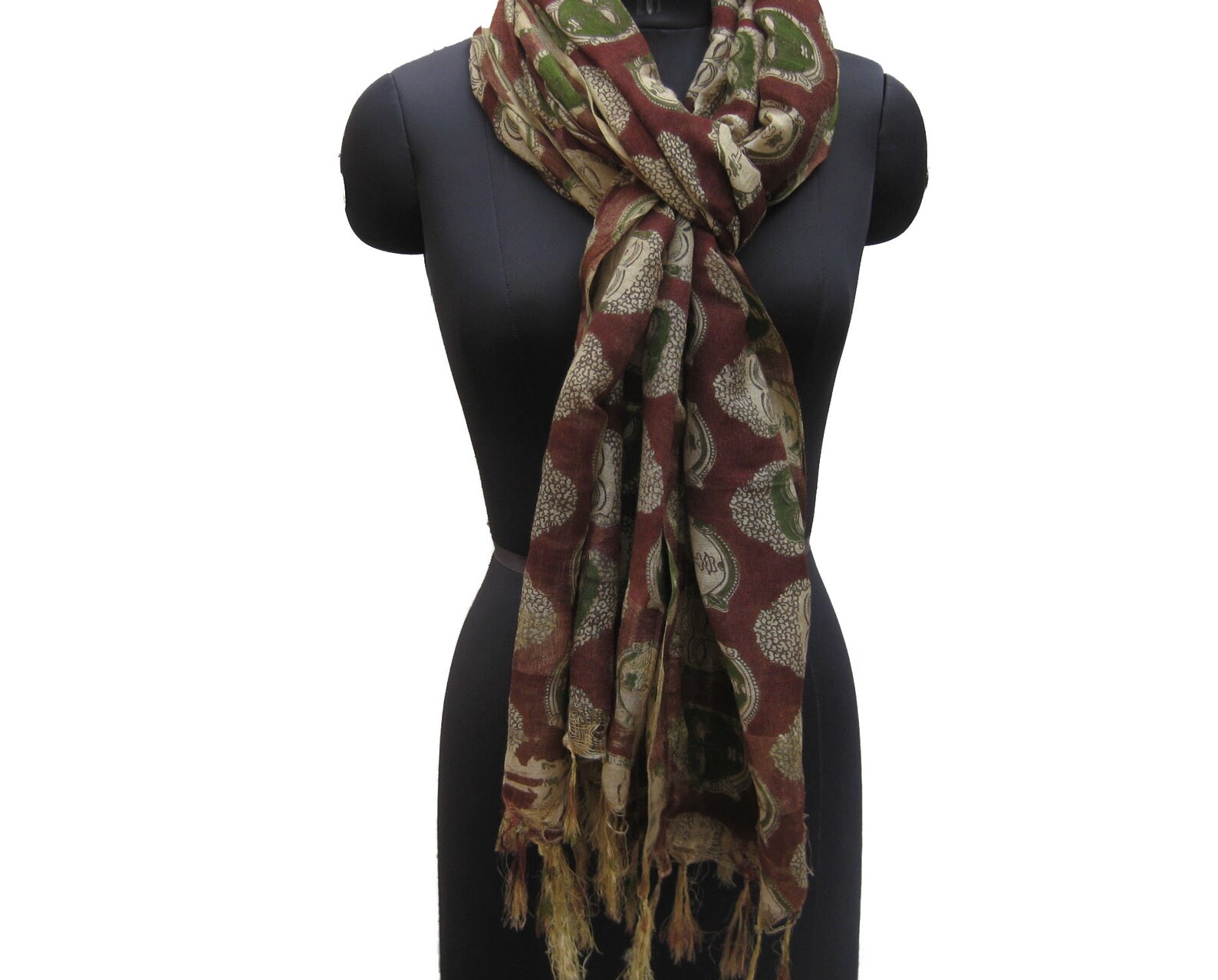 Prayer Scarf/ Gautam Buddha Scarf/ Silk Scarf/ Green Scarf/ Etsy