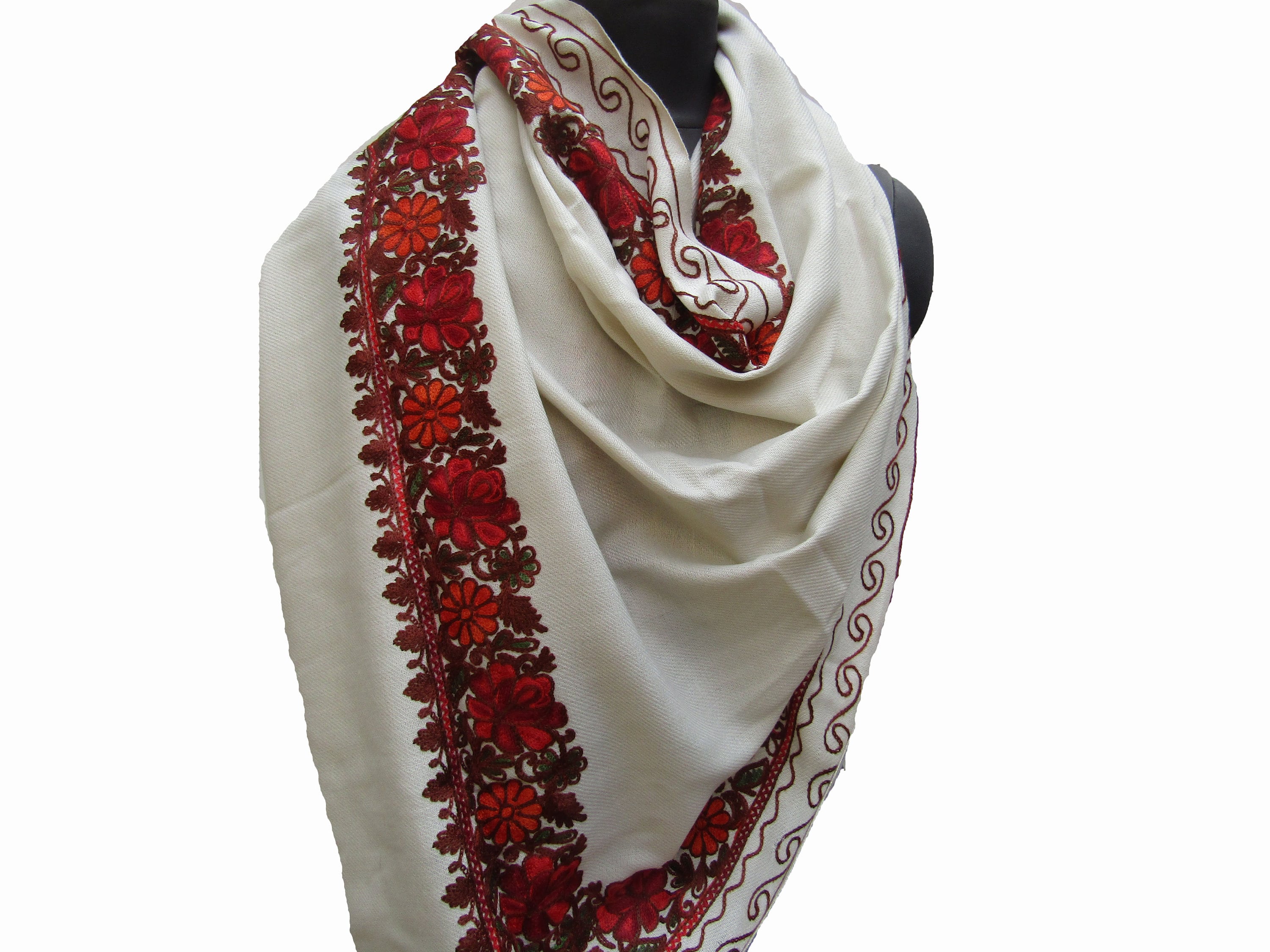 Multicolored Stole/ off White Stole/ Embroidered Stole