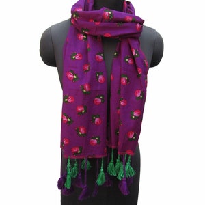 Floral print scarf/  cotton scarf/ tassel scarf/ fashion scarf/ gift  scarf / multicolored scarf/ /  gift ideas.