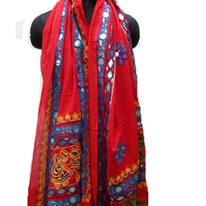 Embroidered Scarf/ Orange Scarf/ Floral Scarf/ Light Weight