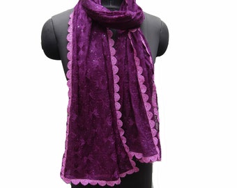 Bufanda Phulkari/phulkari dupatta/ dupatta de gasa/ bufanda/ bufanda púrpura/ bordada s/ bufanda/ bufanda de regalo / ideas de regalo.