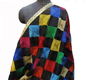 Phulkari scarf/phulkari dupatta/ chiffon scarf/ scarf/  multicolored scarf/ dupatta/ embroidered scarf/ gift scarf / gift ideas.
