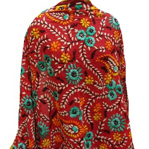 Szalik Phulkari/ szalik Phulkari dupatta/ szalik z żorżety/ szalik/ szalik wielokolorowy/ haftowany dupatta/ szalik na prezent/ pomysły na prezent.