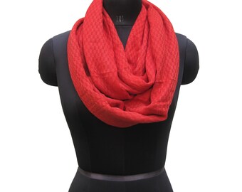 Infinity scarf/ loop scarf/ circle scarf/ tube scarf / viscose scarf /woolen scarf/ red scarf/  gift ideas.