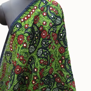Phulkari scarf/phulkari dupatta/ chanderi scarf/ wrap/ floral scarf/  embroidered shawl/ gift scarf / gift ideas.