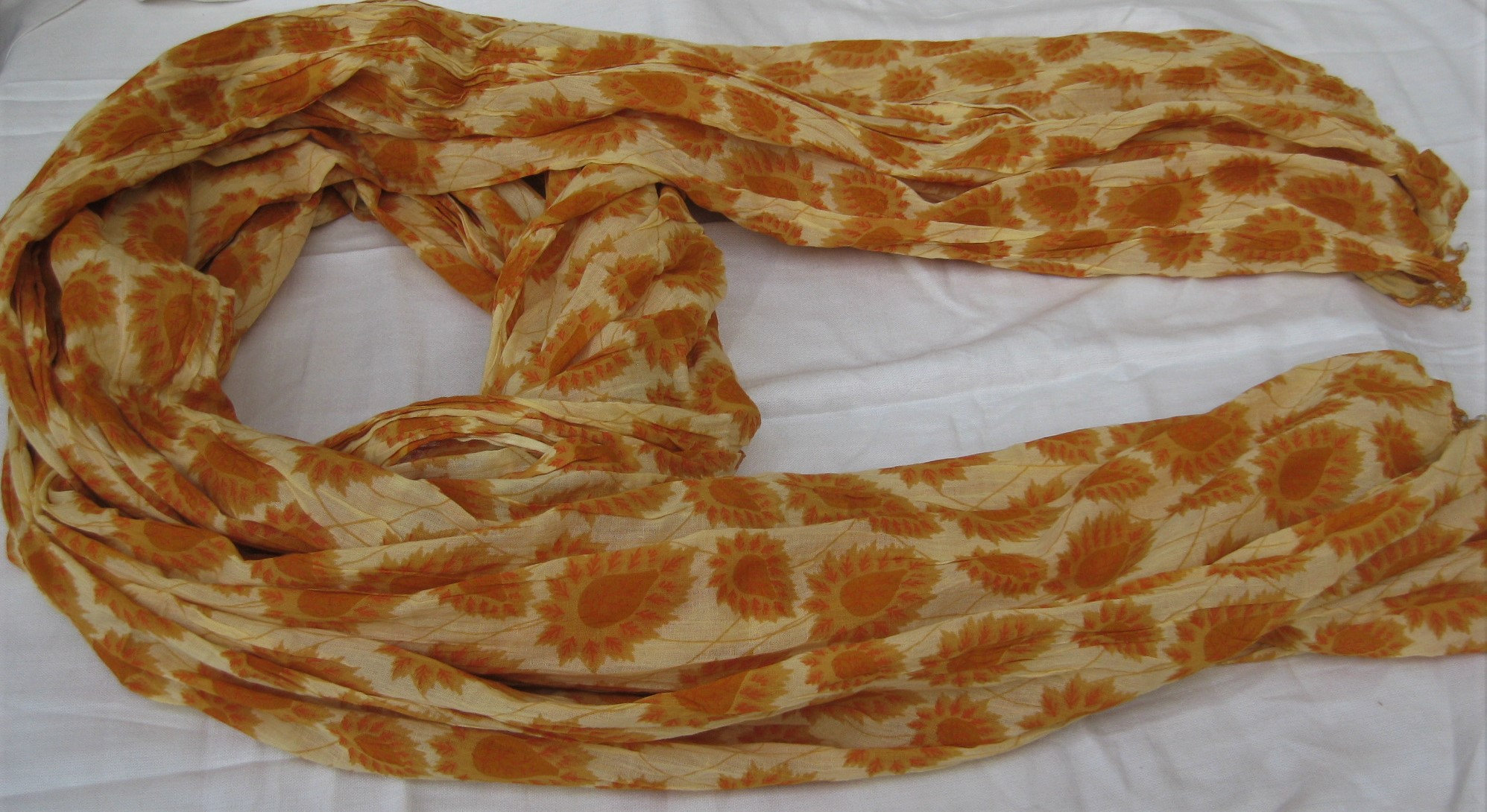 Yellow scarf/ cotton scarf/ lace scarf/ floral scarf/ orange | Etsy