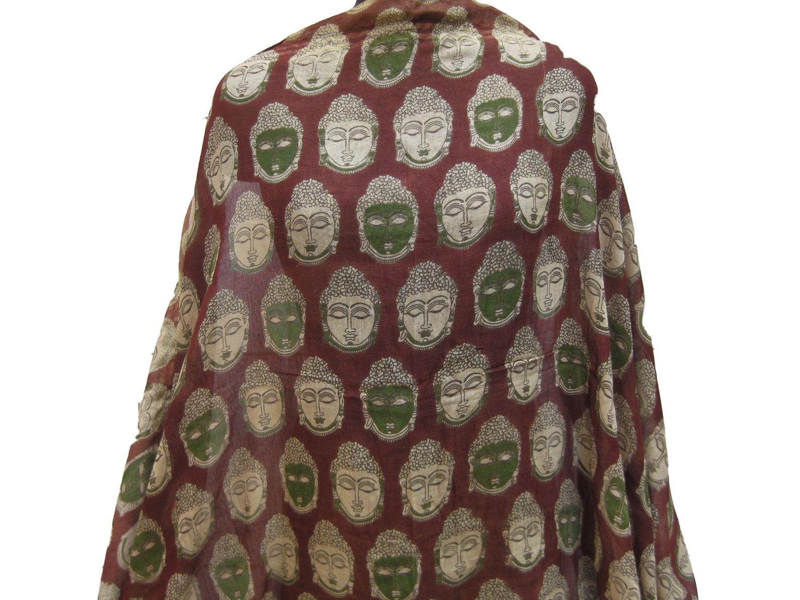 Prayer Scarf/ Gautam Buddha Scarf/ Silk Scarf/ Green Scarf/ Etsy