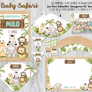 Kit Imprimible Baby Safari Birthday Party Printable Kit Editable Text ...