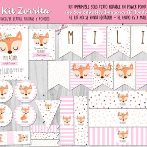 Zorrita Kit Stampabile Testo Modificabile. Festa di compleanno festa di compleanno piccola volpe kit stampabile