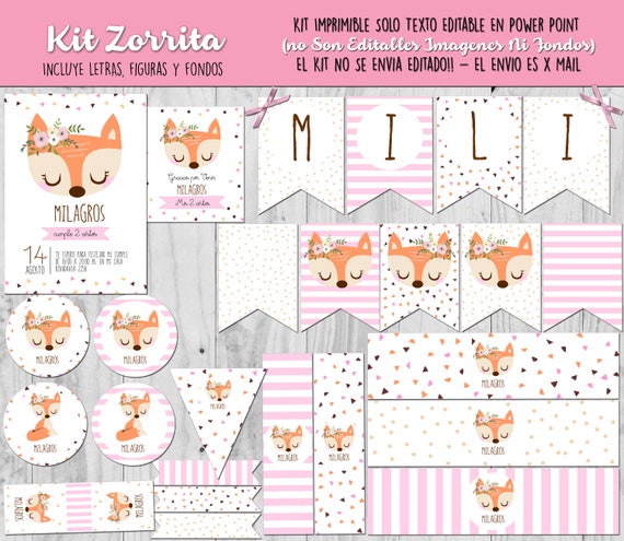 Printable Kit Birthday Party Little Fox Editable Text - Etsy
