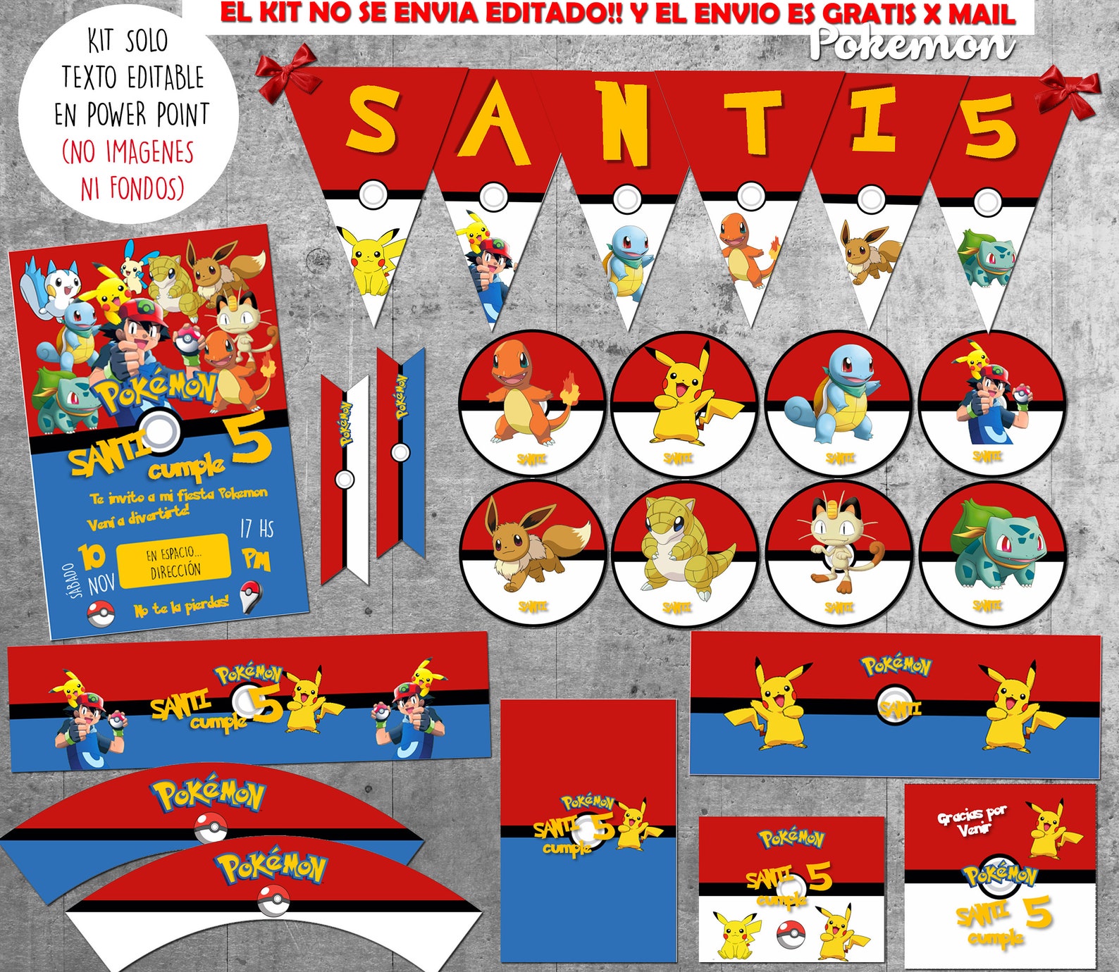 POKEMON GO Printable Kit With Editable Texts Candy Bar Party Birthday