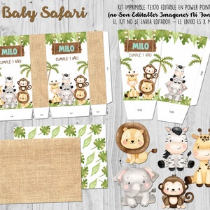 Kit Imprimible Baby Safari Birthday Party Printable Kit Editable Text ...