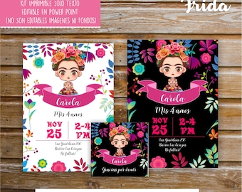 Printbare Kit Little Frida.  Bewerkbare tekst. Birtdhay Partij
