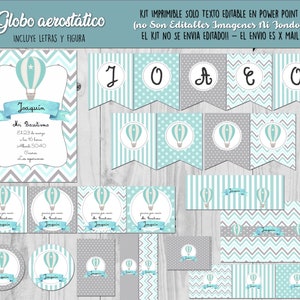 Hot air balloon boys Printable Kit With Editable Texts! candy bar party birthday baby shower