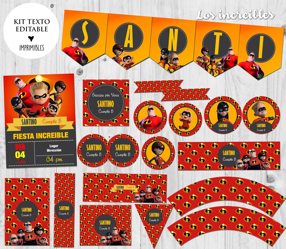 The Incredibles Printable Kit With Editable Texts! Candy Bar Party ...