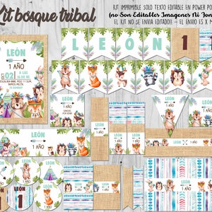 Tribal Forest birthday party printable kit Editable text