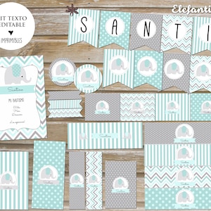 Printable kit Little Elephant boy editable text