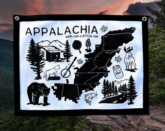 Appalachia camp flag. Appalachian camp flag. Appalachia wall art.