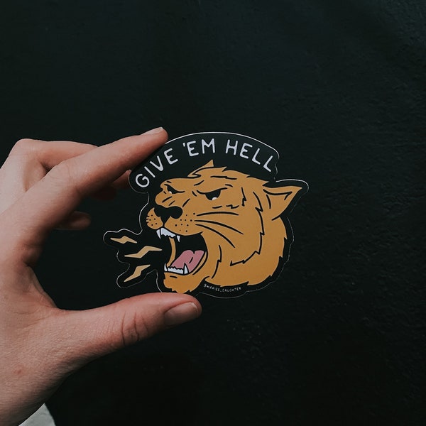 Give em hell sticker. Give them hell sticker.  Appalachian phrases. Southern phrases.